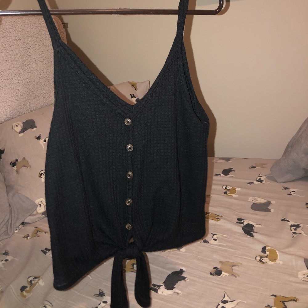 button up sweater tank top